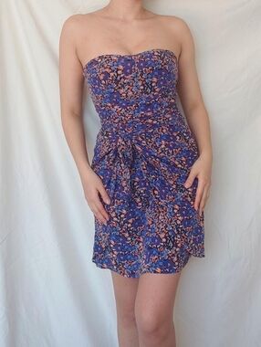 Club Monaco Strapless Silk Floral Cocktail Dress